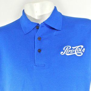 PEPSI Vintage Logo Employee Uniform Men's Blue Polo Shirt Size M Medium
